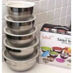 سرویس لگن استیل ساده درب سفید 5 تکه برند YYI220 - Image 3