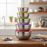 سرویس لگن استیل ساده درب رنگی 5 تکه برند YYI - Image 2