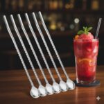 نی شربت استیل مدل پیچ بسته 6 عددی