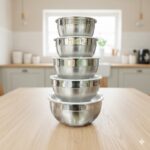 سرویس لگن استیل ساده درب سفید 5 تکه برند YYI220