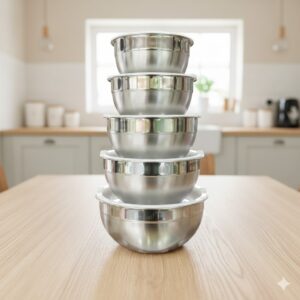 سرویس لگن استیل ساده درب سفید 5 تکه برند YYI220