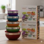 سرویس لگن استیل رنگی درب رنگی 5 تکه برند YYI