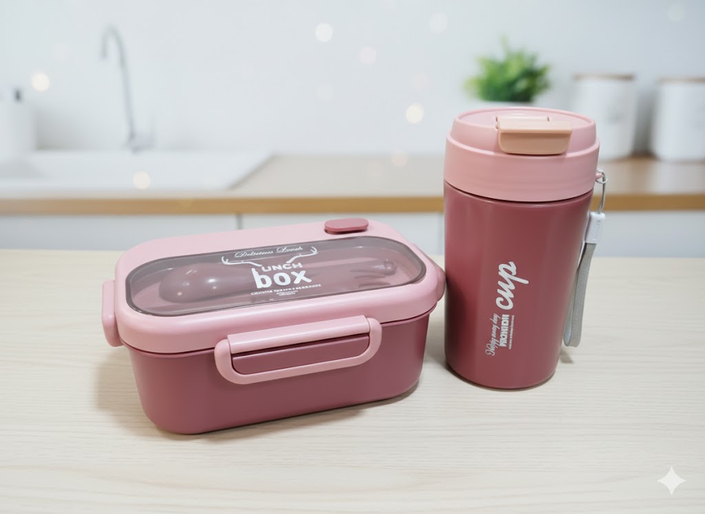 unnamed (2) ست ظرف غذا و قمقمه رنگی کودک مدل Lunch box - Image 1