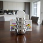 سرویس لگن استیل ساده درب سفید 5 تکه برند YYI220 - Image 2