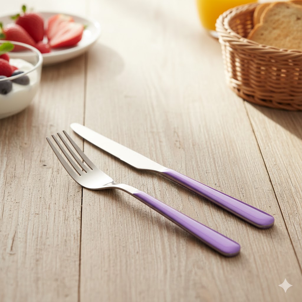 unnamed (9) کارد و چنگال توت فرنگی دسته کریستال - Image 1