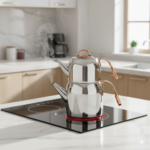 کتری و قوری استیل دسته مسی مدل Rosanna A192 کرکماز - Image 2