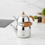 کتری و قوری استیل دسته طرح چوب مدل Foresta A217 کرکماز