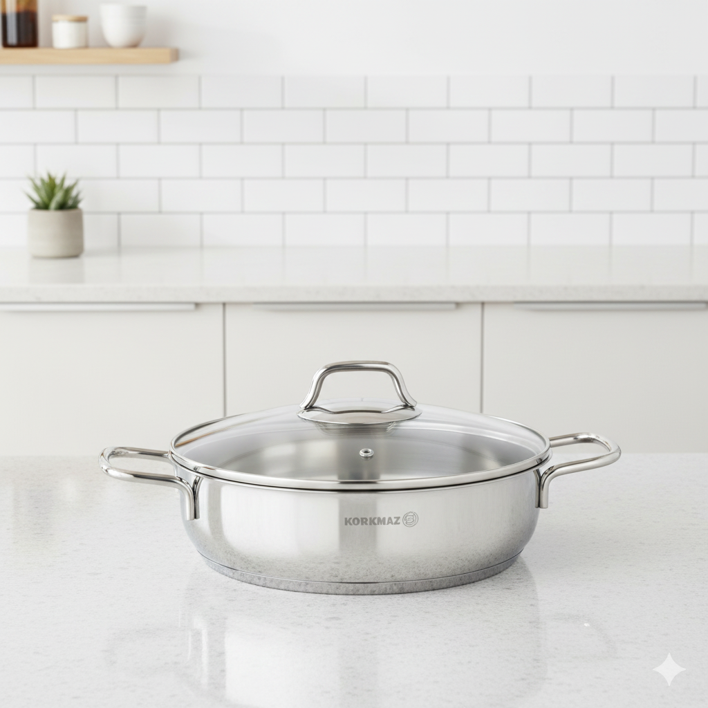 Gemini_Generated_Image_j8deyrj8deyrj8de تابه استیل سایز 24 مدل Perla A1658 کرکماز - Image 1