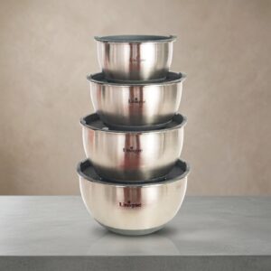 سرویس لگن 4پارچه استیل درب دار یونیک کد UN-4092