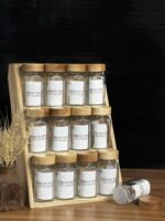 جا ادویه ۱۲ پارچه چوبی-شیشه‌ای طرح استند پلکانی - Image 3