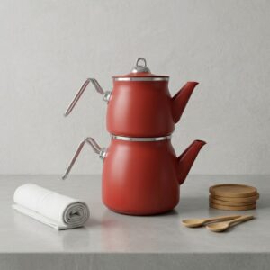 کتری و قوری لعابی رنگی RASA مدل KR04