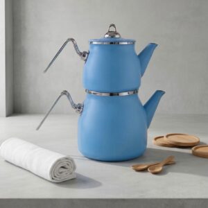 کتری و قوری لعابی رنگی RASA مدل KR04