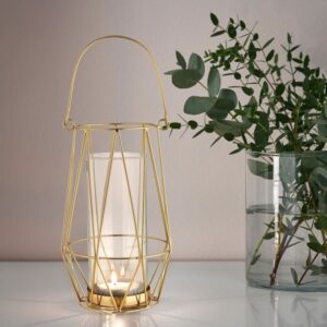 فانوس طلای ایکیا مدل VINDFLÄKT با ارتفاع ۲۴ سانتی‌متر - تصویر 2